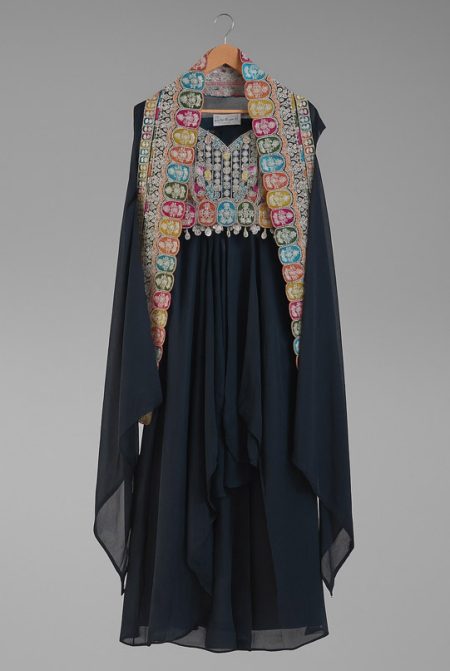 Chiffon dhothi set with sharg