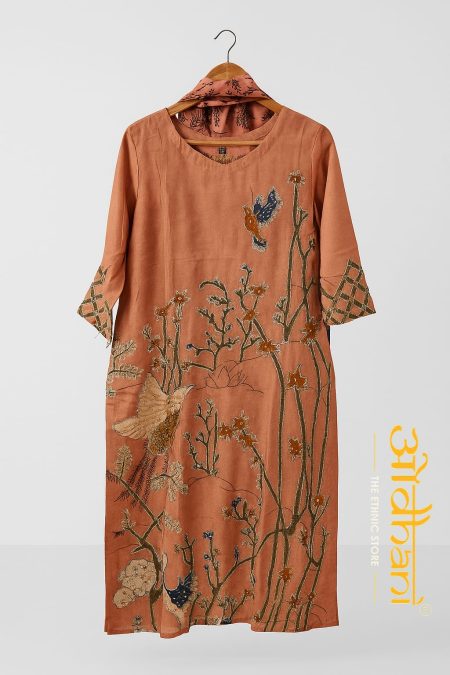 Glace georgette readymade suit with dupatta