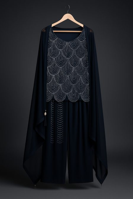 Georgette heavy short frock with sharara set