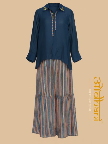 Georgette coordset in shirt design