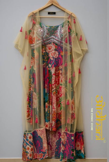 Georgette Sharara set with georgette material long shrug party wear