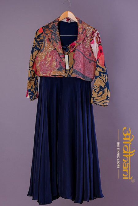 Flowy soft drape layered ethnic gown