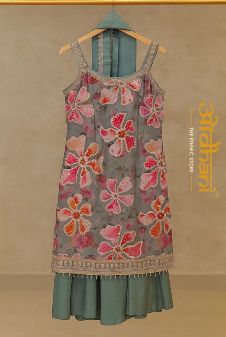 Organza floral print suit